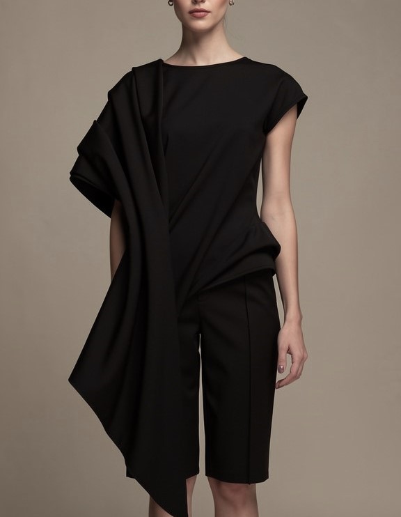 Pleated asymmetrical blouse