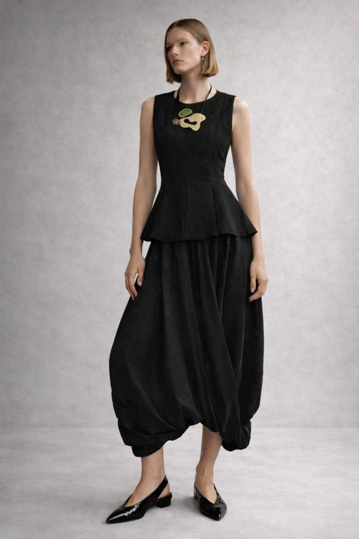 Biomorph Draped Skirt Set